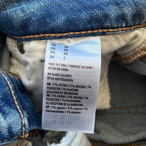 American Eagle Outfitters Next Level Stretch Blue Distressed Jean Midi Shorts - Picture 11 of 12